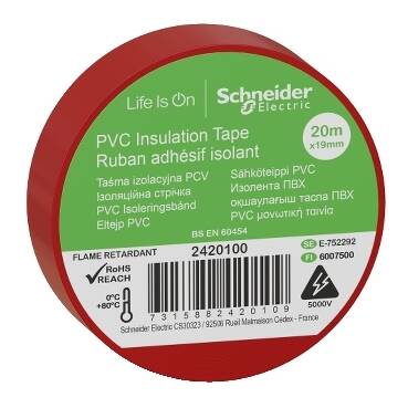 Schneider Electric 2420100 -Thorsman İzole Bant 19mmx20mt kırmızı - 1