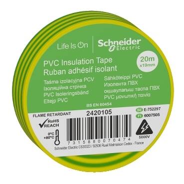 Schneider Electric 2420105 -Thorsman İzole Bant 19mmx20mt sarı/yeşil - 1