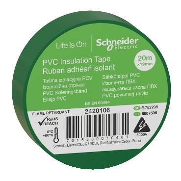 Schneider Electric 2420106 -Thorsman İzole Bant 19mmx20mt yeşil - 1