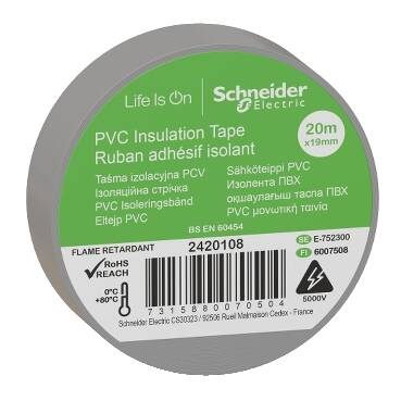 Schneider Electric 2420108 -Thorsman İzole Bant 19mmx20mt gri - 1