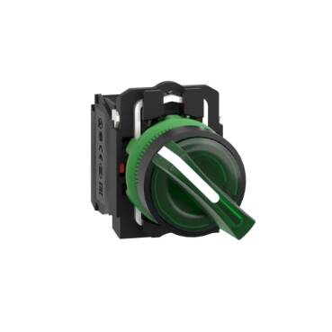 Schneider Electric XB5AK123B5 Yeşil Işıklı Mandal Buton Ø22 2 Konumlu Sabit 1Na+1Nk 24V - 1